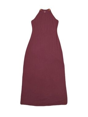 GRANA Peruvian Organic Cotton Jersey Tank Midi Dress in Burgundy Wine Red